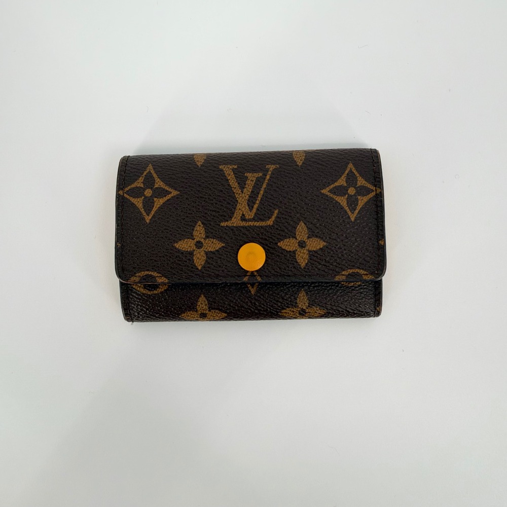 Louis Vuitton 6 Key Holder Brown Yellow Monogram Canvas Luxury Classic Authentic